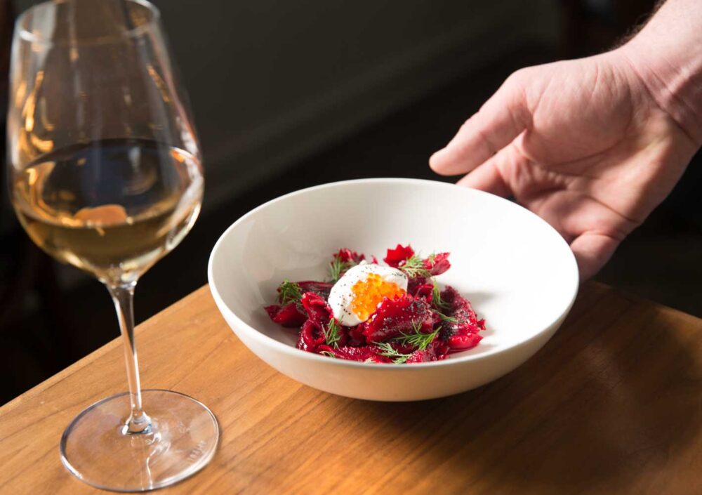 Daisies in Logan Square is offering a Prix Fixe Mother's Day Brunch for $55 per person that includes dishes like this Beet Agnolotti. (Photo courtesy of Neil Burger) for Celebrate Mom with these Mother's Day Offerings from Chicagoland Restaurants