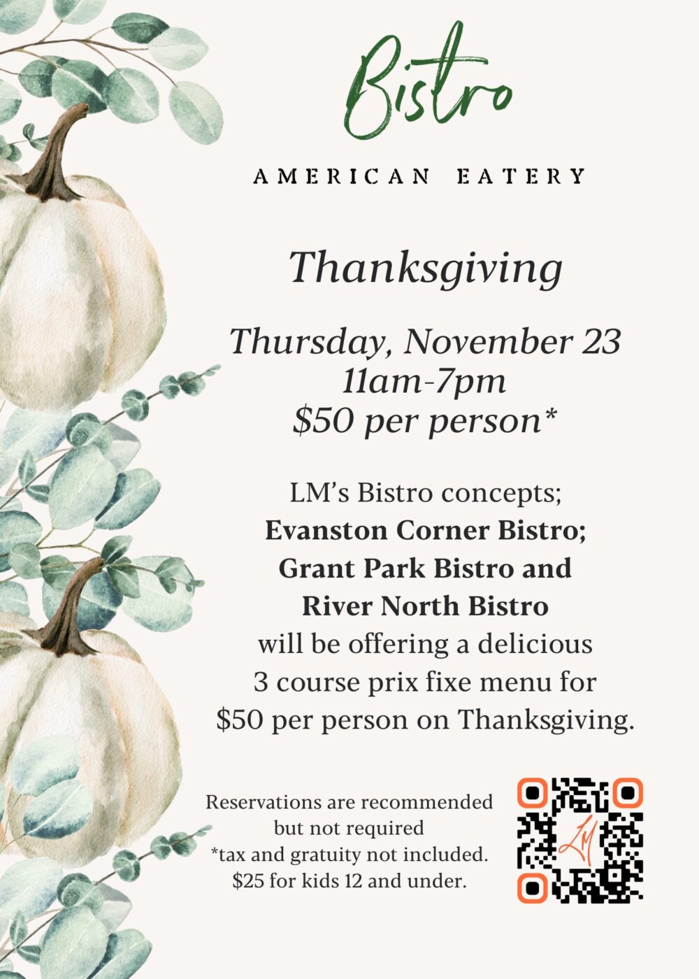 Graphic courtesy of LM Restaurant Group for Where to Feast for Thanksgiving 2023