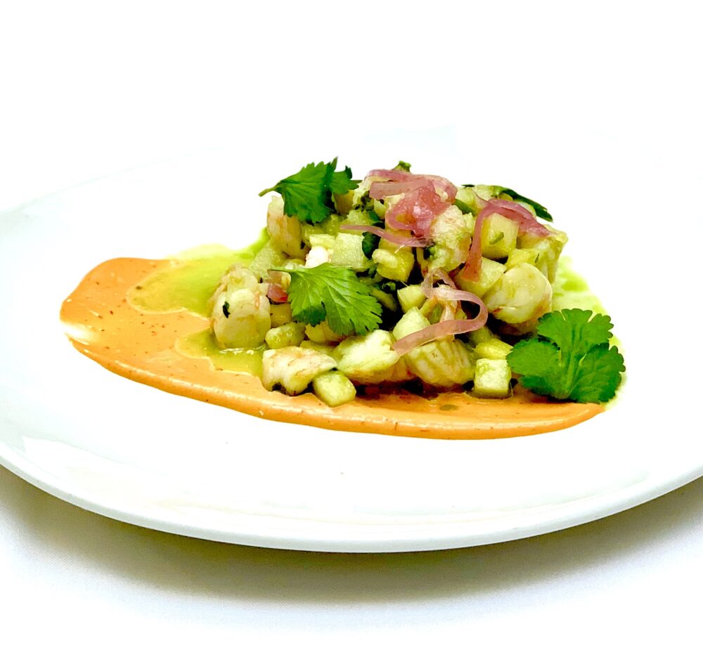 Ceviche Verde Shrimp Pineapple Cucumber Salsa Cruda for National Ceviche Day Specials in Chicago