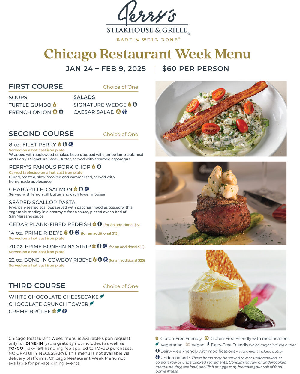 Chicago Restaurant Week Perry's Menu