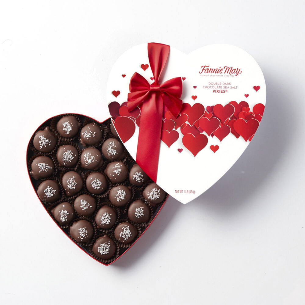Double Dark Chocolate Sea Salt Pixies (Photo courtesy of Fannie May) for Valentine's Day Dining and Carryout Specials Around the City