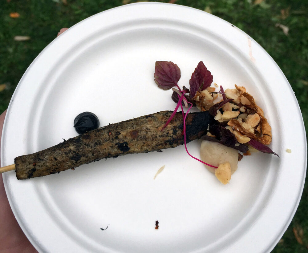 Parsnips Cooked in Beef Fat with Buttermilk, Pickled Shallot, Hazelnut, Fall Fruits, and Shiso for Taste Talks All Star BBQ Brings Heavy Hitters to Palmer Square