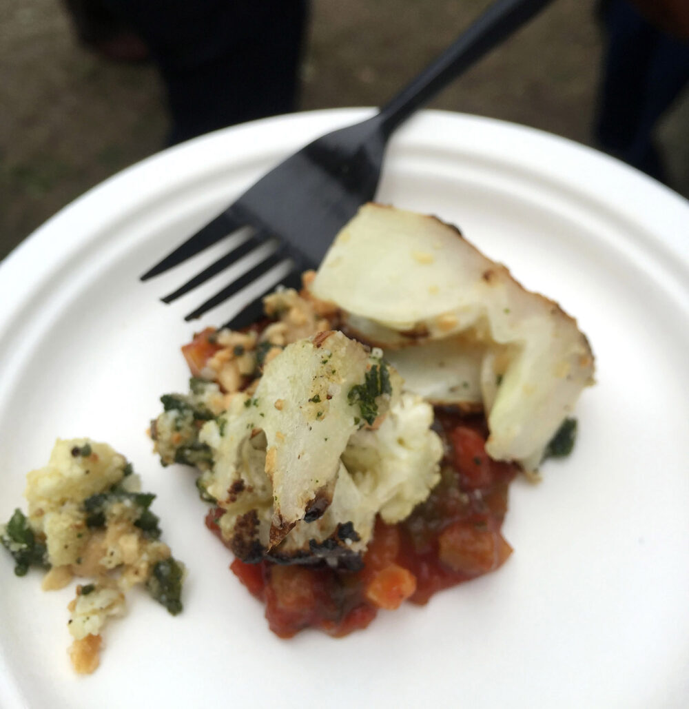 Grilled Cauliflower, Lemon Chili Relish, Crushed Marcona Almonds, Fried Sage for Taste Talks All Star BBQ Brings Heavy Hitters to Palmer Square