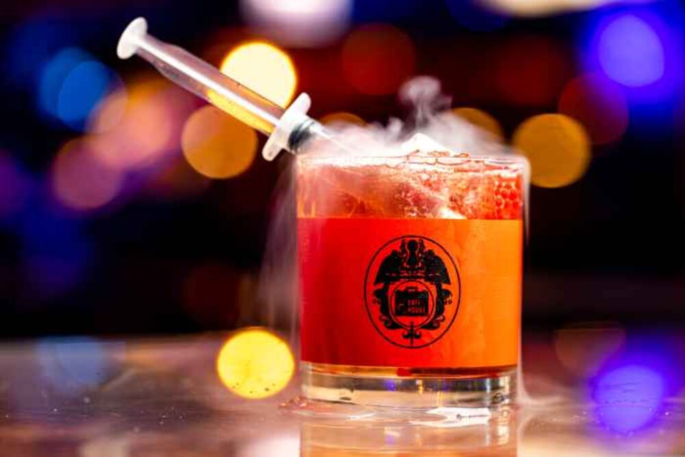 Agent Chi cocktail for Bond, Boos, and Booze Halloween Party