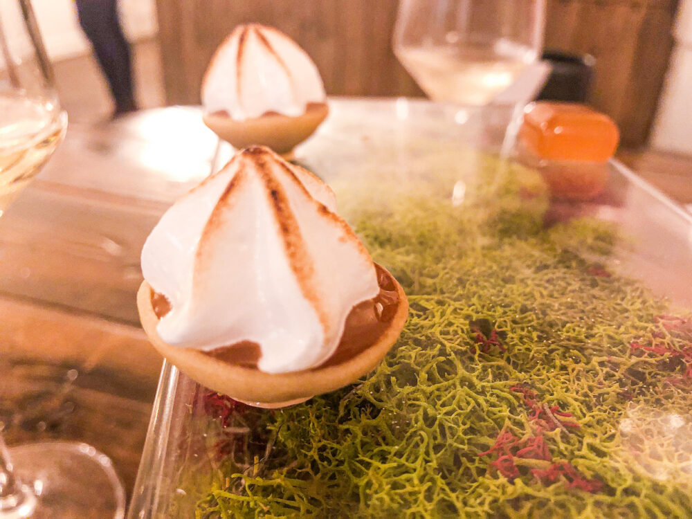 Banana Foster Tartlet for Foraged Fall Flavors at Elizabeth Restaurant, the Michelin Starred Standard in the Heart of Lincoln Square