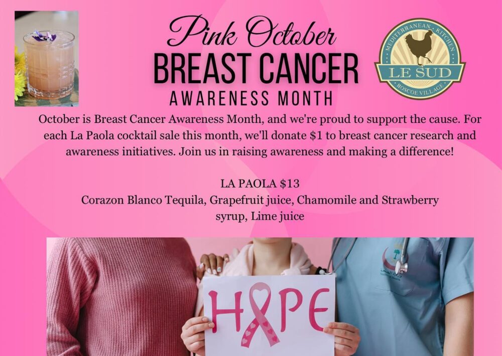Le Sudflyer for Pink Drink for Breast Cancer Awareness at Le Sud