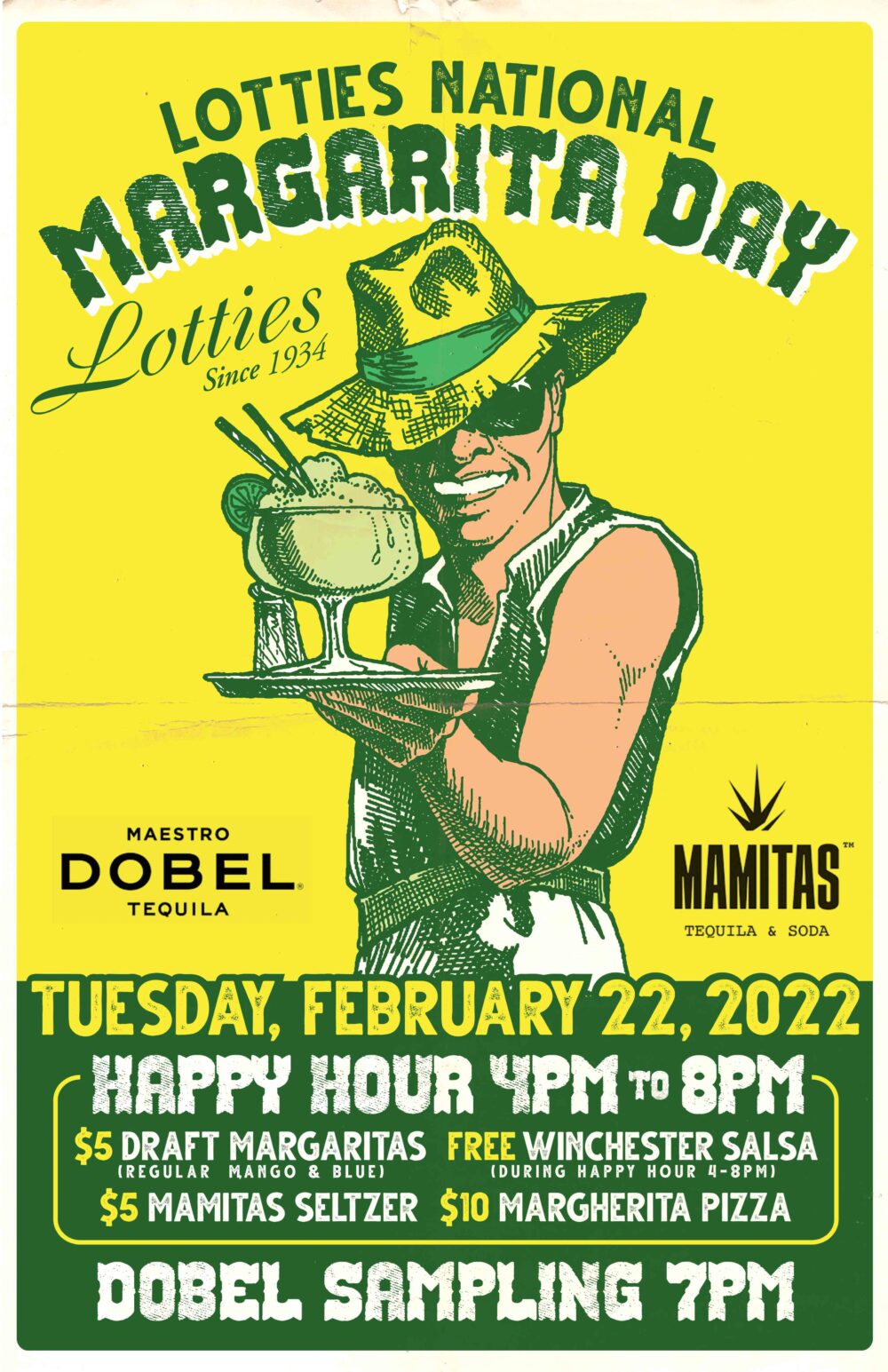 Flyer courtesy of Lottie's Pub for How to Imbibe the Chicago Way on National Margarita Day, February 22nd