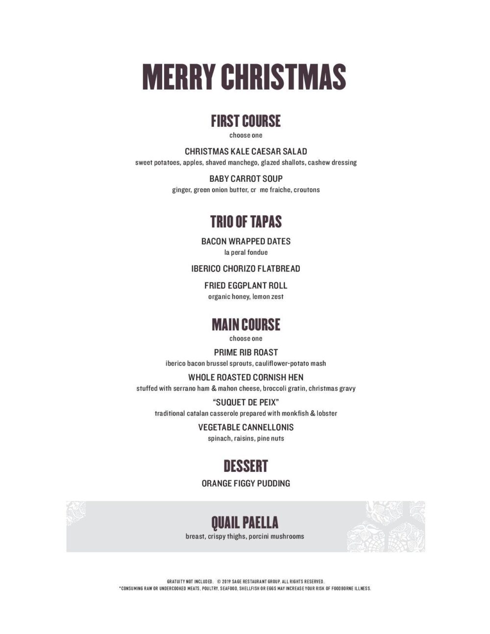 Mercat Christmas Menu
