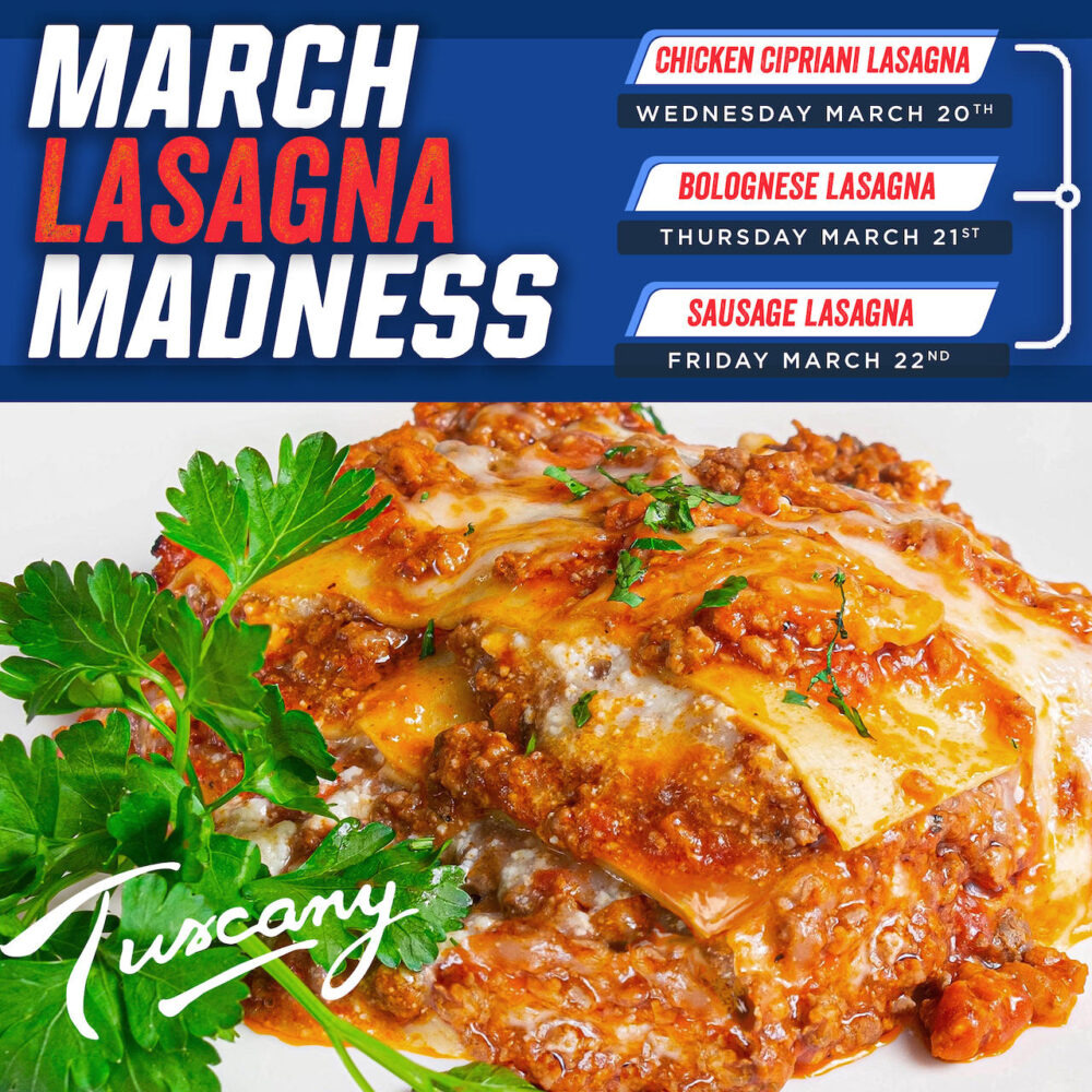 March Lasagna Madness Sm2 for Where to Dine and Watch March Madness in Chicago and Suburbs