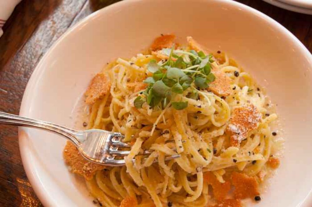 March Noodle Month Spaghetti alla Chitarra with cacio e pepe 15 for National Noodle Month at Tesori