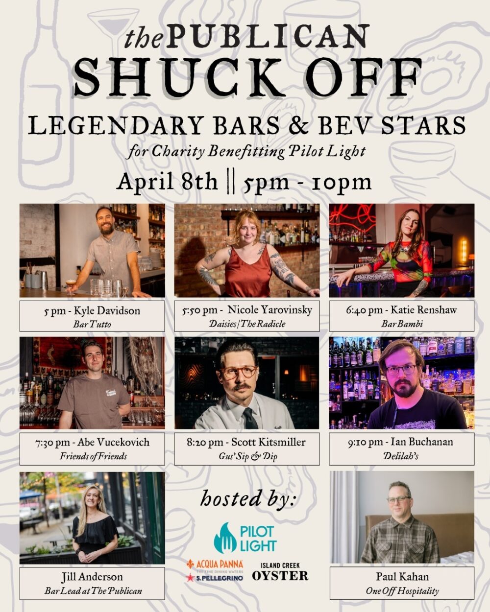 Publican Shuck Off 2026 Flyer Release for Charity Shuck Off Brings Gus’, Bar Bambi, Radicle, Delilah’s + MORE Together at The Publican, April 8th