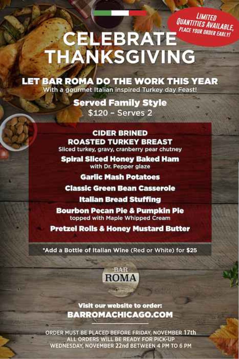 Roma Tgiving2023 Copy for Thanksgiving Dinner To Go at Bar Roma