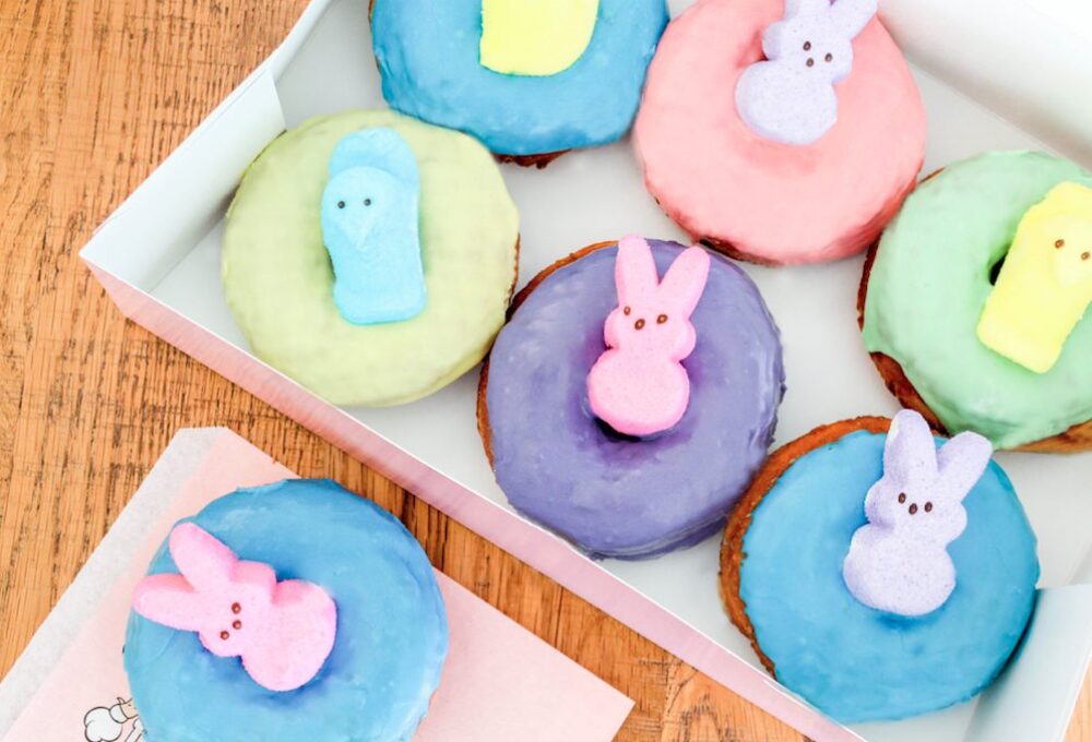 Satisfy your sweet tooth with Stan's Easter Peep donuts (Courtesy of Stan's Donuts & Coffee) for Hoppy Easter! Where to Order Easter Brunch or Dinner on April 12