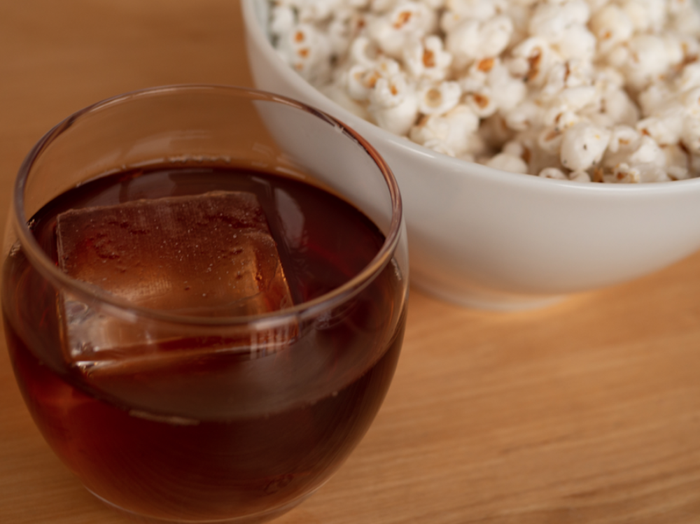 The CR 7 Manhattan paired with popcorn always butter, salt, pepper or cheese. (Photo Courtesy of Present Tense) for CFM Asks: Derek Mercer, Founder of Recently Launched Ghost Bar, ‘Present Tense’