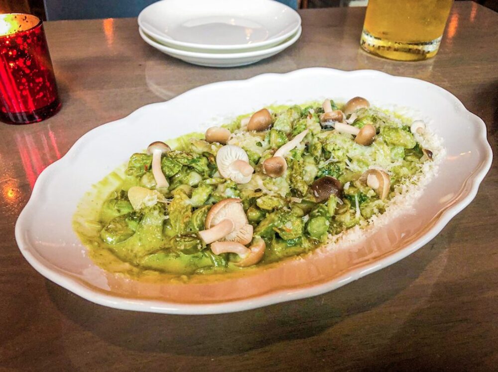 We could hardly make a decision when it came to the side dishes but we made a great last minute choice in the Asparagus with pickled beech mushrooms! for Summer Like an Italian at Formento's