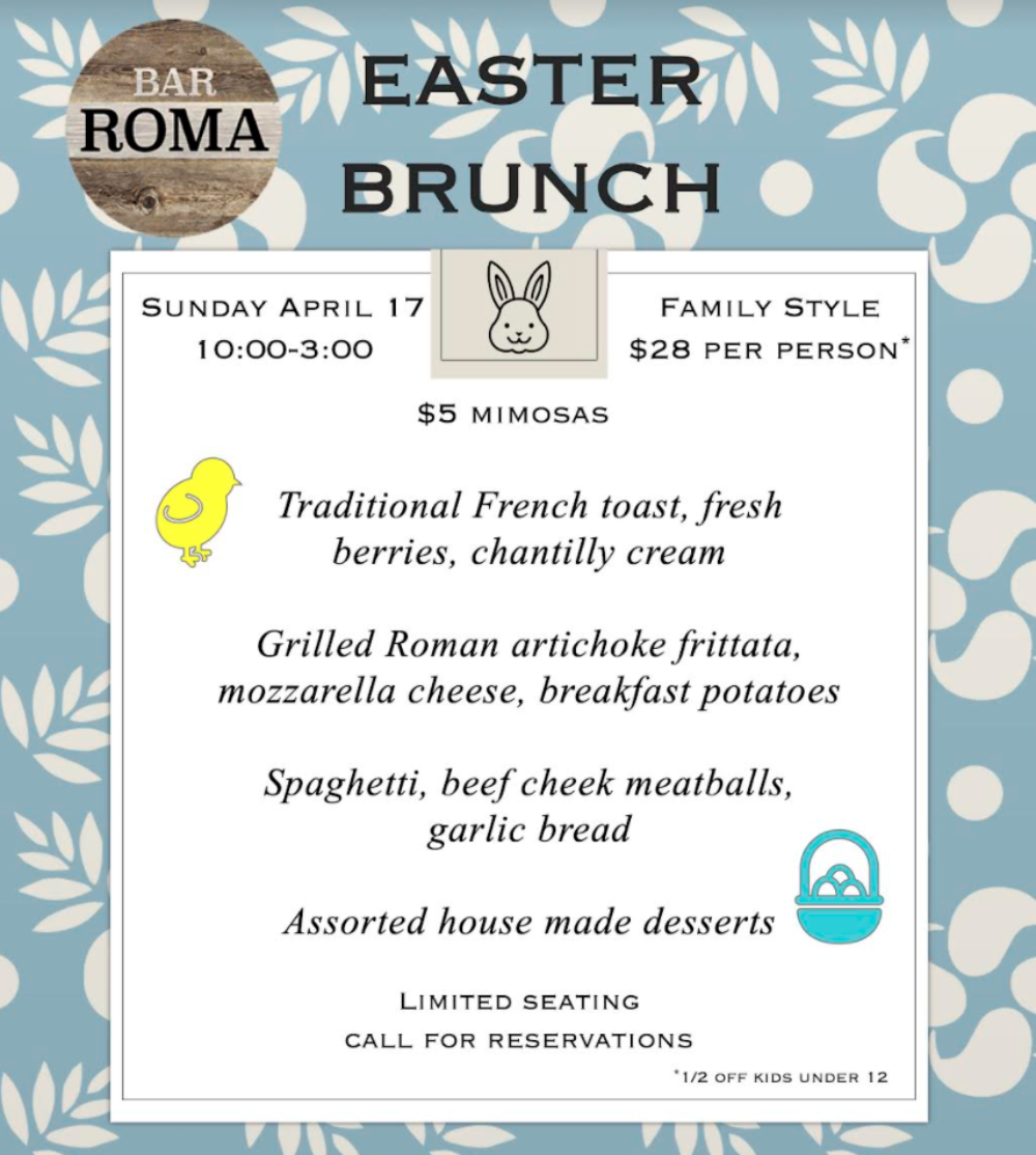 Screen Shot 2022 03 21 At 5 23 45 Pm for Easter Sunday Brunch at Bar Roma
