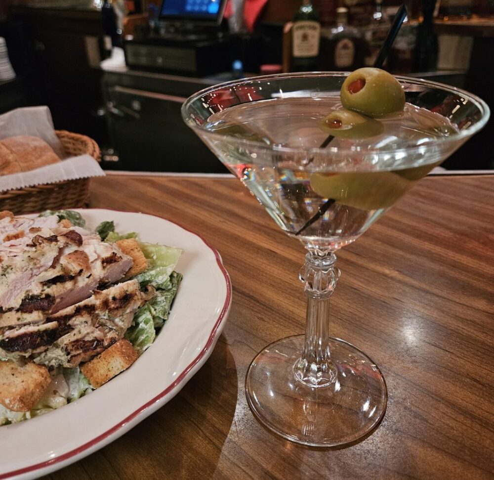 Martini Paired with Grilled Chicken Salad for Martini Lunch Special at The Village