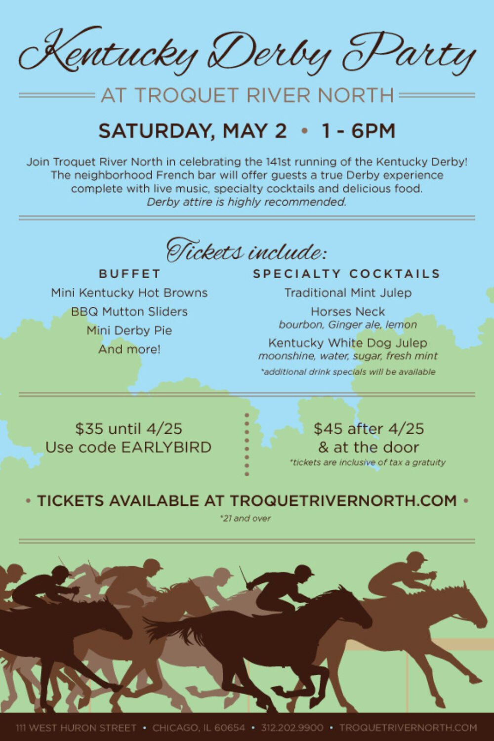 Troquet RN KY Derby 2015 for Kentucky Derby Party at Troquet River North