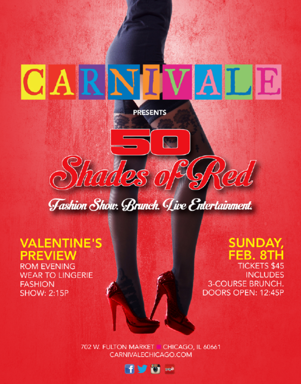 Vday ad for Carnivale is Celebrating Sexy With a "50 Shades of Red" Fashion Show Brunch to Kick Off Valentine's Week