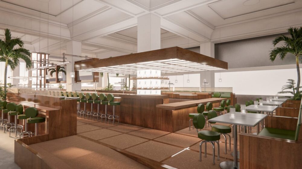 Woolworth Bar rendering courtesy of Local Culture Management for CFM Asks: Anna Castellani, Developer of the Loop’s Newly Renovated Food Hall, Washington Hall