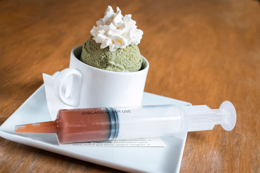 Green Tea Ice Cream with Honey Whipped Cream and Caramel Syrup. Photo credit: Lindsey Becker for Ada Street Turns It Up to 11 for Chicago Restaurant Week