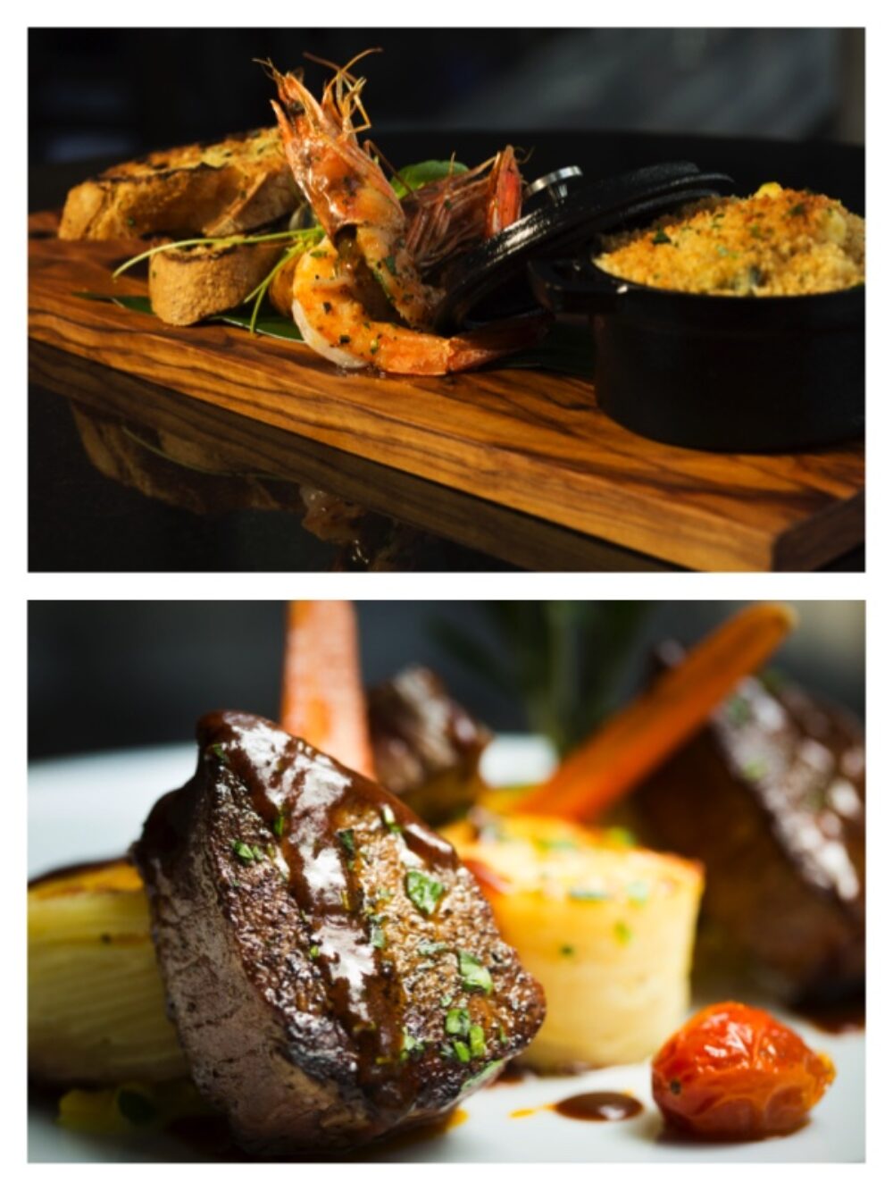 Pacific Blue Prawn Mac and Cheese Casserole and Tellicherry Crusted Tenderloin for Where to Eat Near Lollapalooza 2015: Adamus