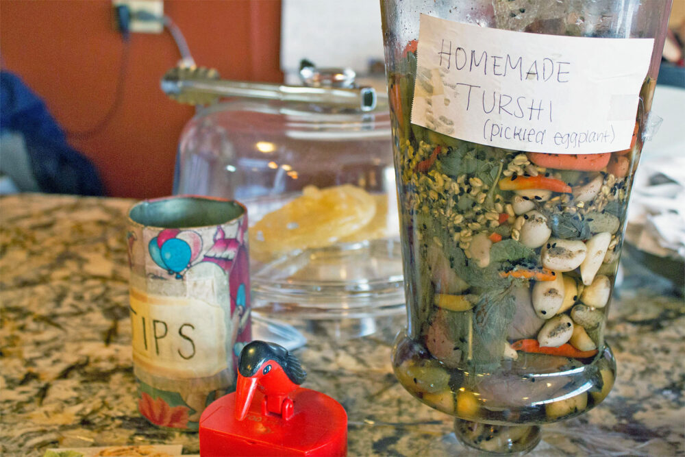Homemade turshi, pickles, are best with freshly roasted kebabs, recommends Nasir. Photo: Sarah Conway. for Where Chicago and Afghanistan Meet: Albany Park's Afghan Kabob Serves More than Dumplings