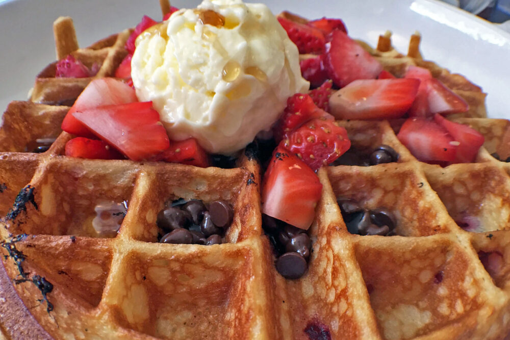 Strawberry and Chocolate Chip Waffle for Fahlstrom's Fresh Seafood Market Brings Brunch Classics to Lakeview