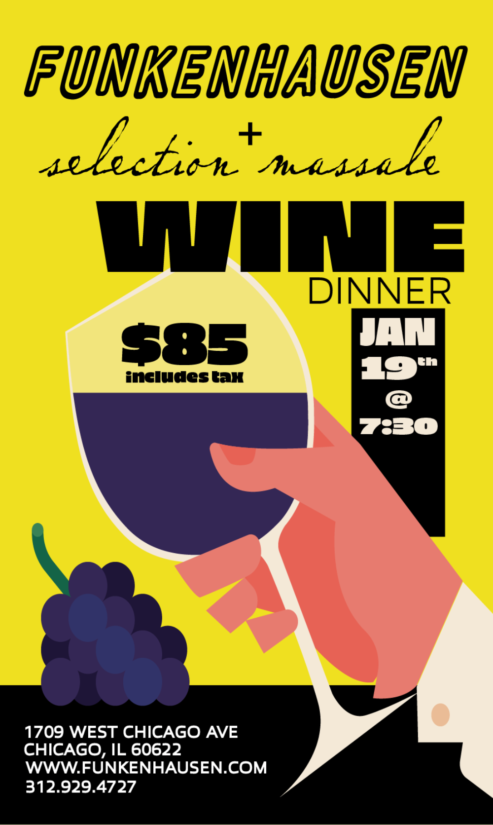 Flyer courtesy of Funkenhausen for Funkenhausen Hosts Wine Dinner January 19th