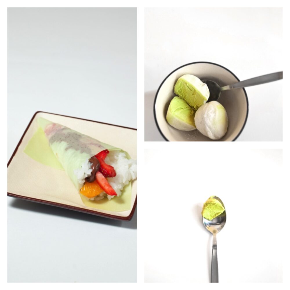 Fruitella Dessert Roll and Green Tea Mochi for Rolling Out the Sushi at How Do You Roll?