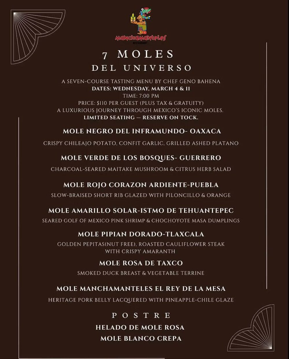 Image for A 7 Course Mole Pop up Experience from Manchamanteles
