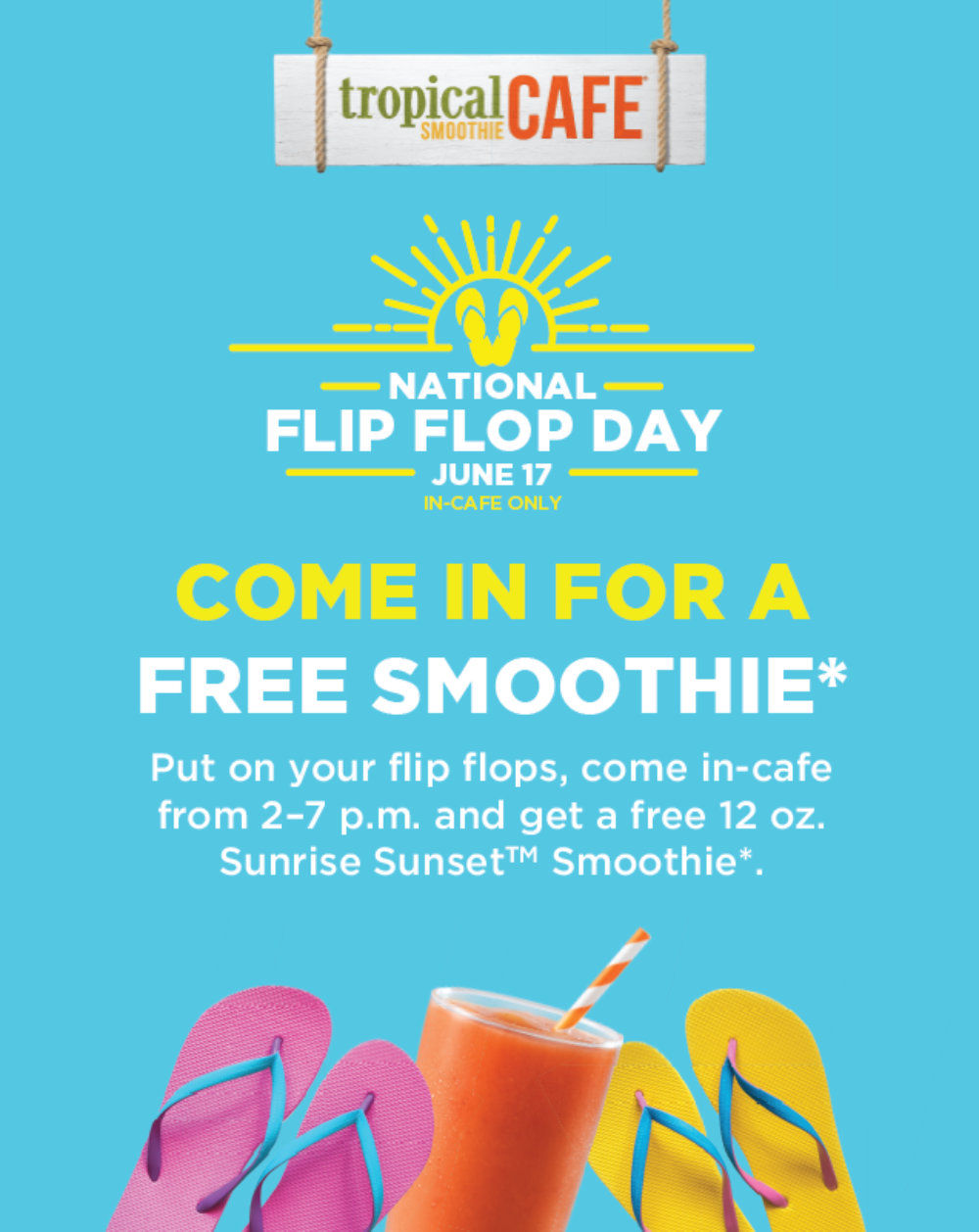 Image001 for Chicagoland Locations of Tropical Smoothie Cafe Celebrate National Flip Flop Day with Free Smoothies, June 17th