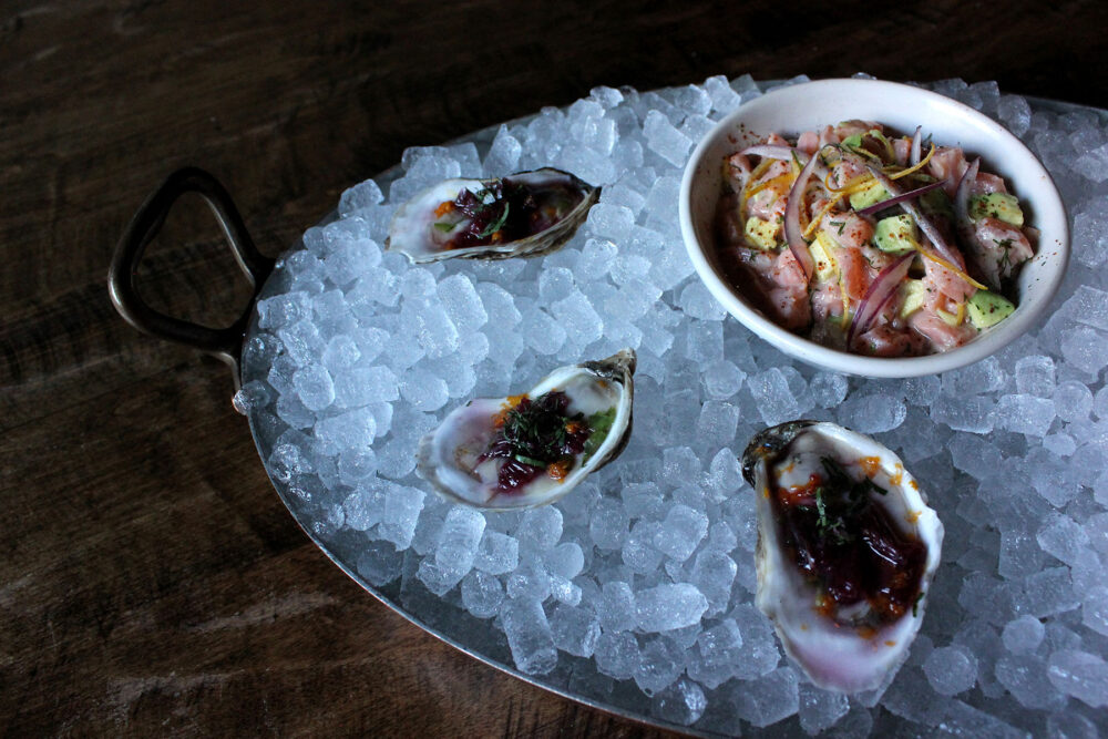 Oyster Ceviche & Salmon Ceviche for Cinco de Mayo Happenings at Kinmont