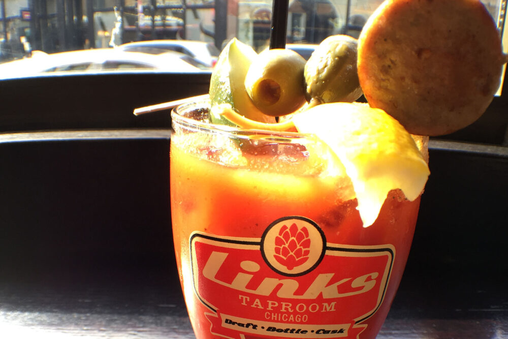 A Bloody Mary with the works for Links Taproom Launches Brunch; Craft Beer and Sausage Fans Rejoice