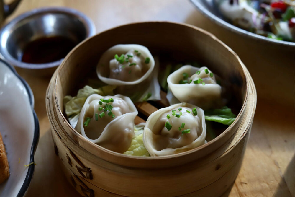 Steamed dumplings at Mott St. All photo credits: Casey Vander Stel. for Mini Mott and Mott St Outdoor Dining
