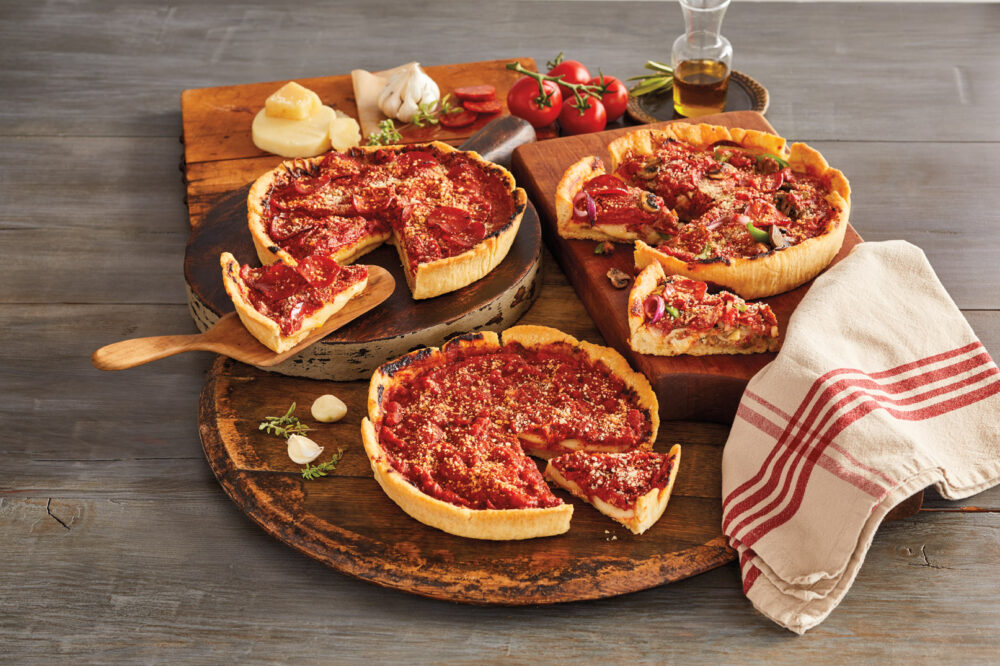 The best deal in deep dish – the Pizzeria Uno® Original Deep Dish Pizza Deluxe 3 Pack available online at Harry & David for Harry & David Conquers Pizza Cravings with Newly Available Pizzeria Uno