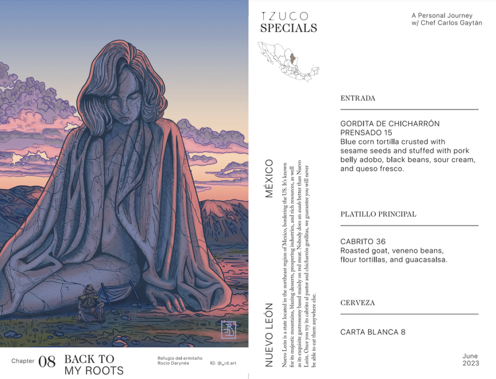 Menu courtesy of Tzuco for Chef Carlos Gaytán Gaytán Reveals New Offerings at Tzuco