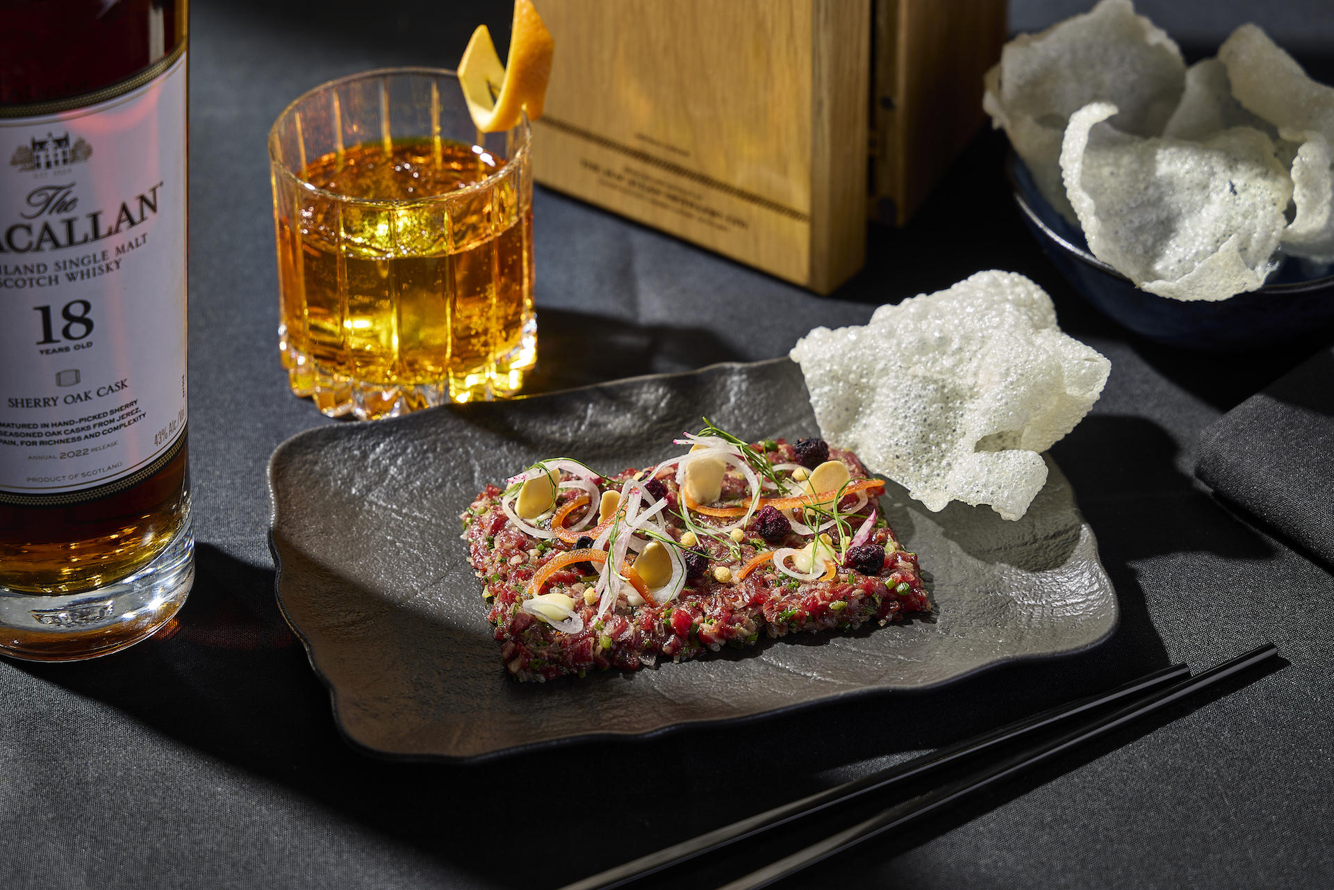 Beef Tartar 2 for The M Room Brings a Scotch Centric Dining Experience to River North