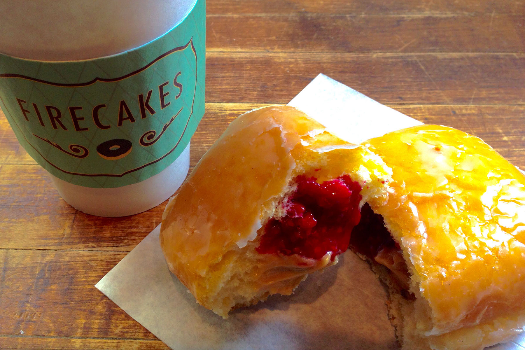 firecakes 0000 PBJ Donut Firecakes with La Colombe Coffee for New Peanut Butter and Jelly Donut at Firecakes