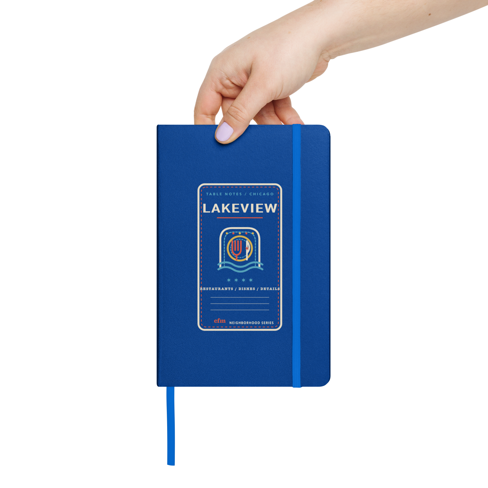 Lakeview table notes journal in Blue, front view - Chicago Neighborhood Series