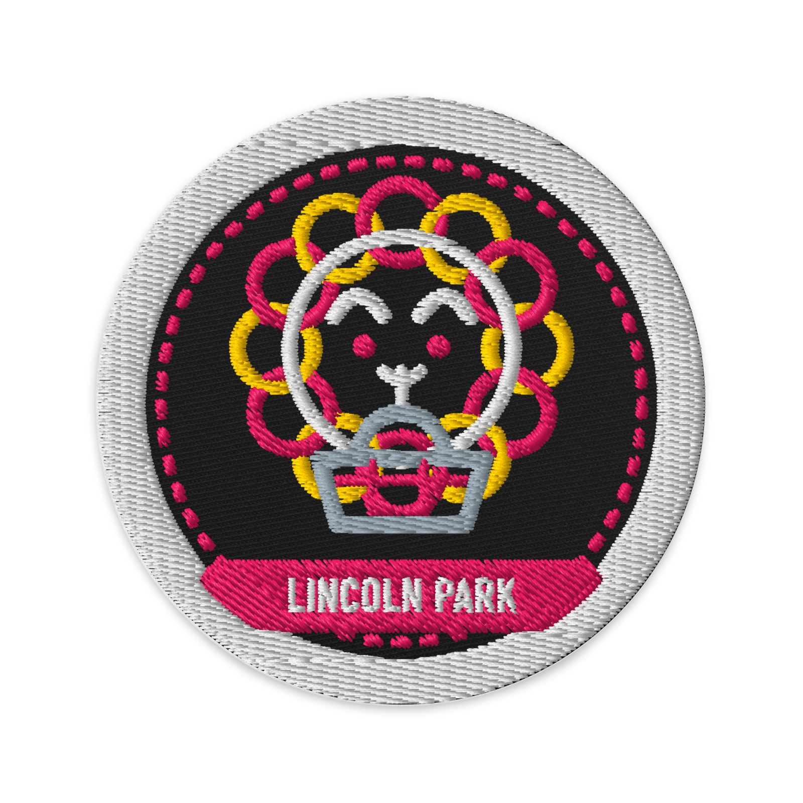Lincoln Park embroidered patch in Black, patch front view - Chicago Neighborhood Series
