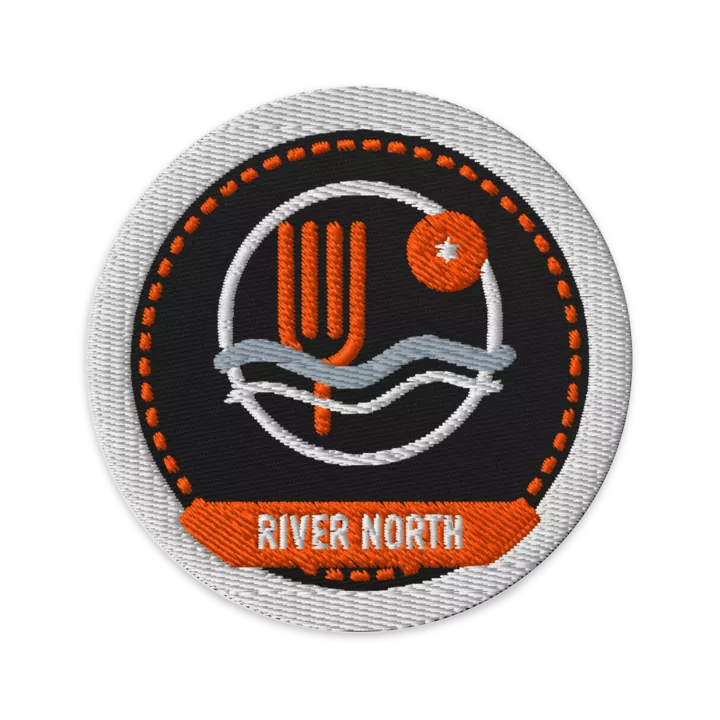 River North embroidered patch in Black, patch front view - Chicago Neighborhood Series