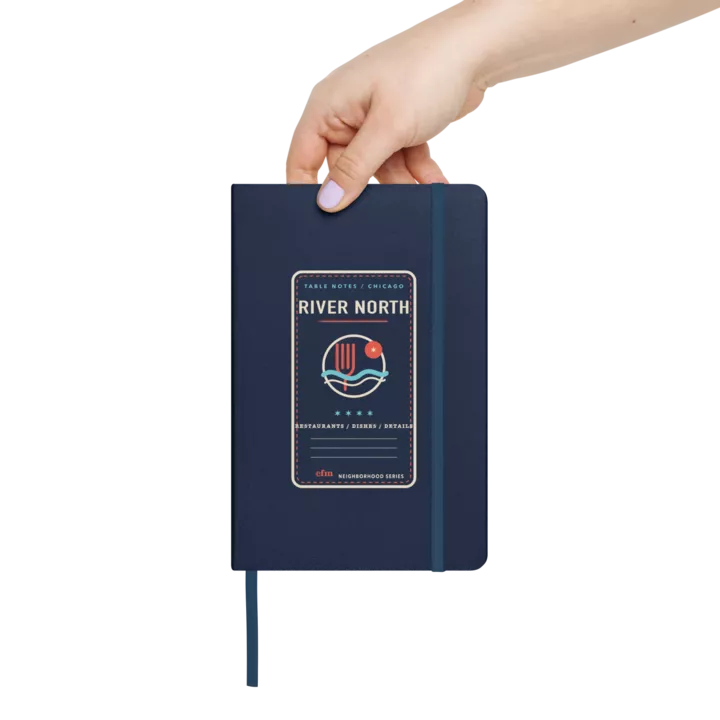 River North table notes journal in Navy, front view - Chicago Neighborhood Series