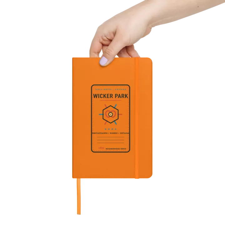 Wicker Park table notes journal in Orange, front view - Chicago Neighborhood Series