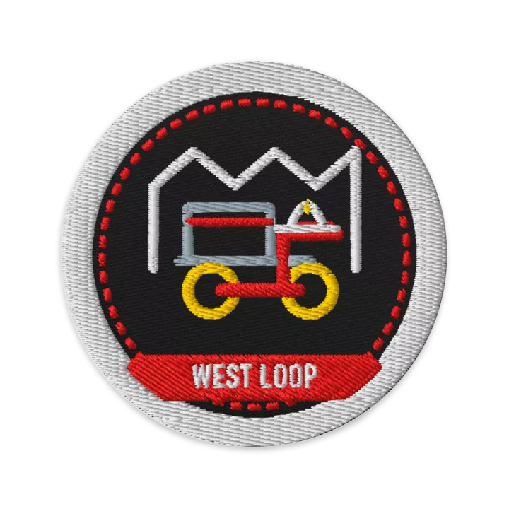 West Loop embroidered patch in Black, patch front view - Chicago Neighborhood Series
