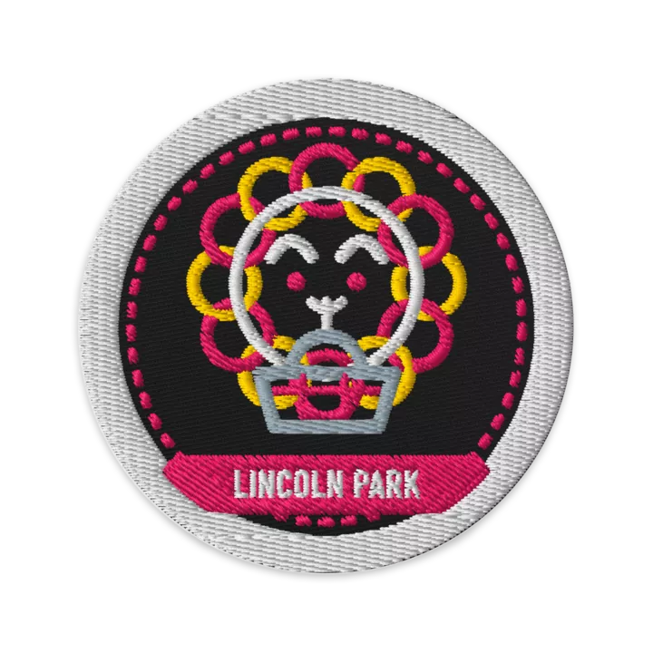 Lincoln Park embroidered patch in Black, patch front view - Chicago Neighborhood Series
