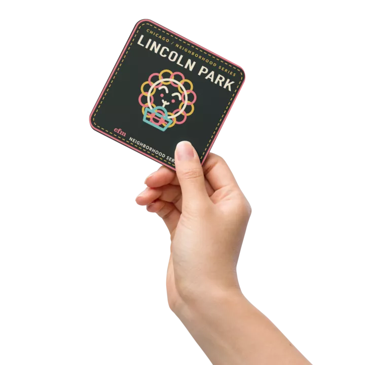 Lincoln Park cork-back coaster in Natural Cork, product view - Chicago Neighborhood Series