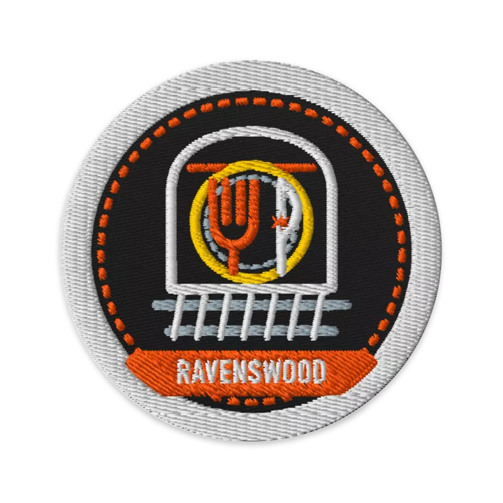 Ravenswood embroidered patch in Black, patch front view - Chicago Neighborhood Series